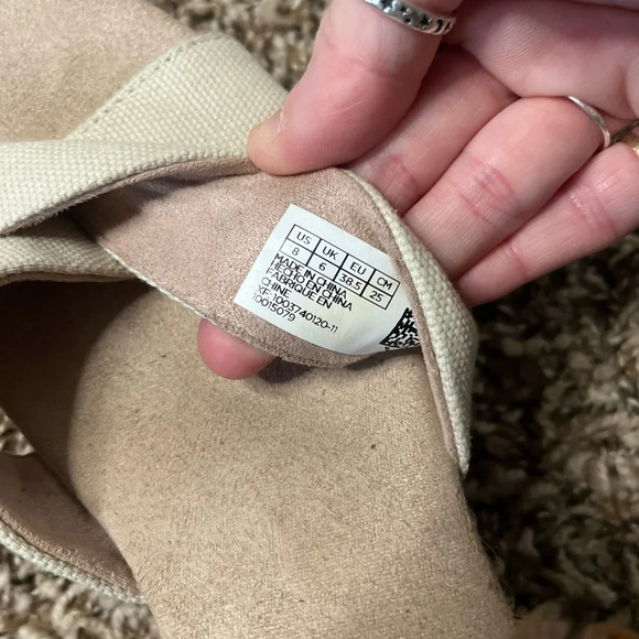 TOMS Willow Cream Canvas Espadrille Wedges Strappy Sandals 8 - Picture 9 of 9